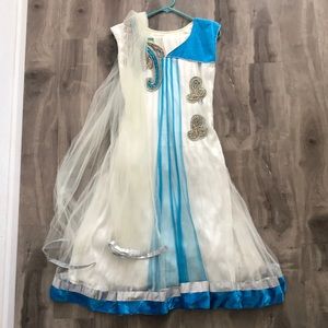 White and blue Indian suit